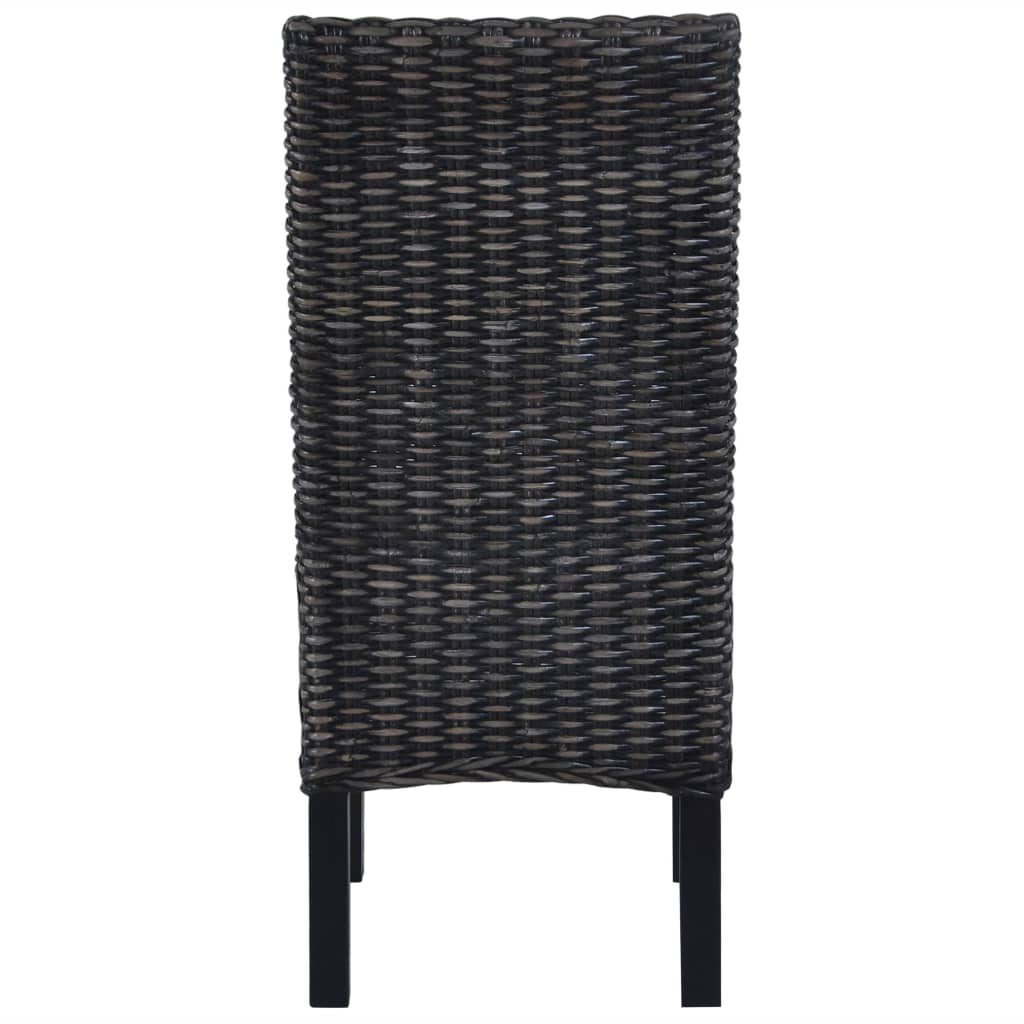 vidaXL Jídelní židle 6 ks černé ratan kubu a mangovníkové dřevo
