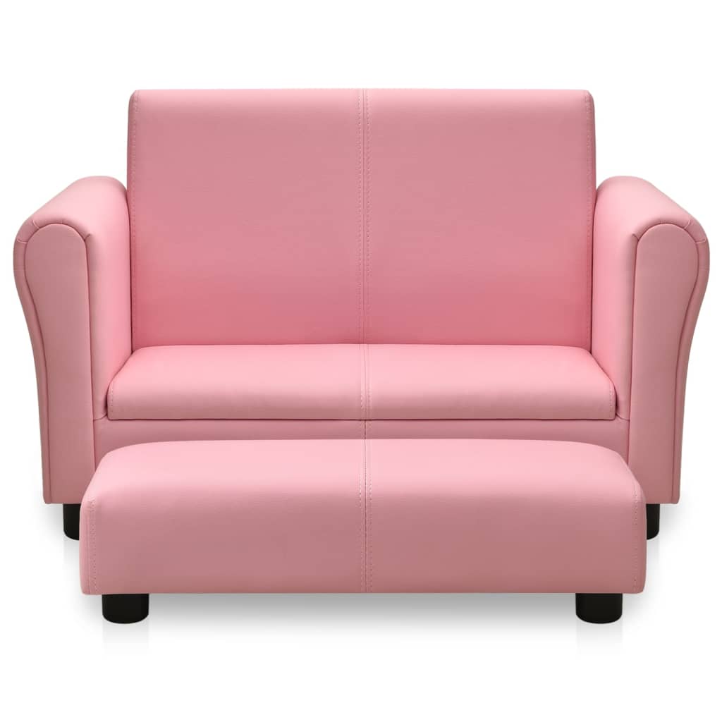 vidaXL Dětská sedačka s podnožkou růžová umělá kůže