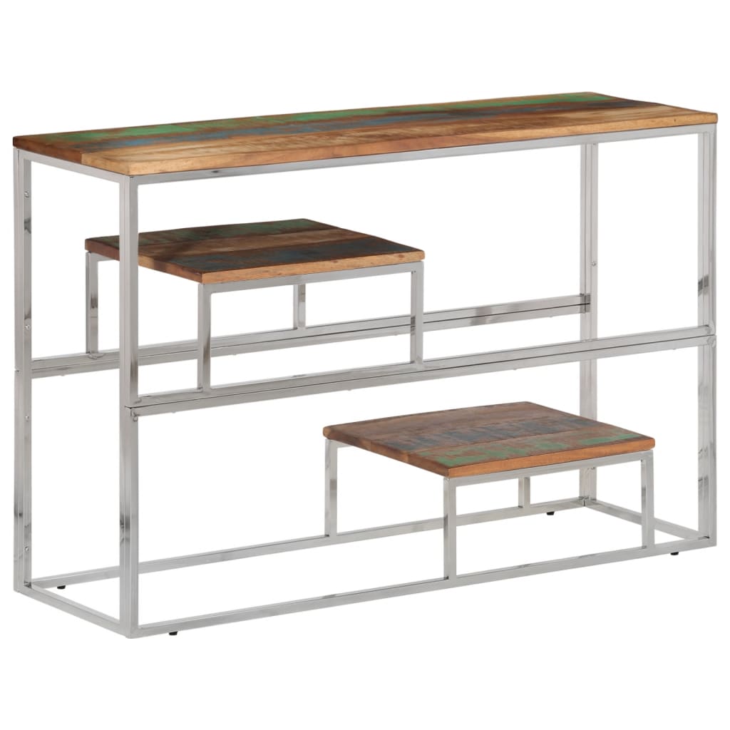 vidaXL Konzolový stolek stříbrný nerezová ocel a recyklované dřevo