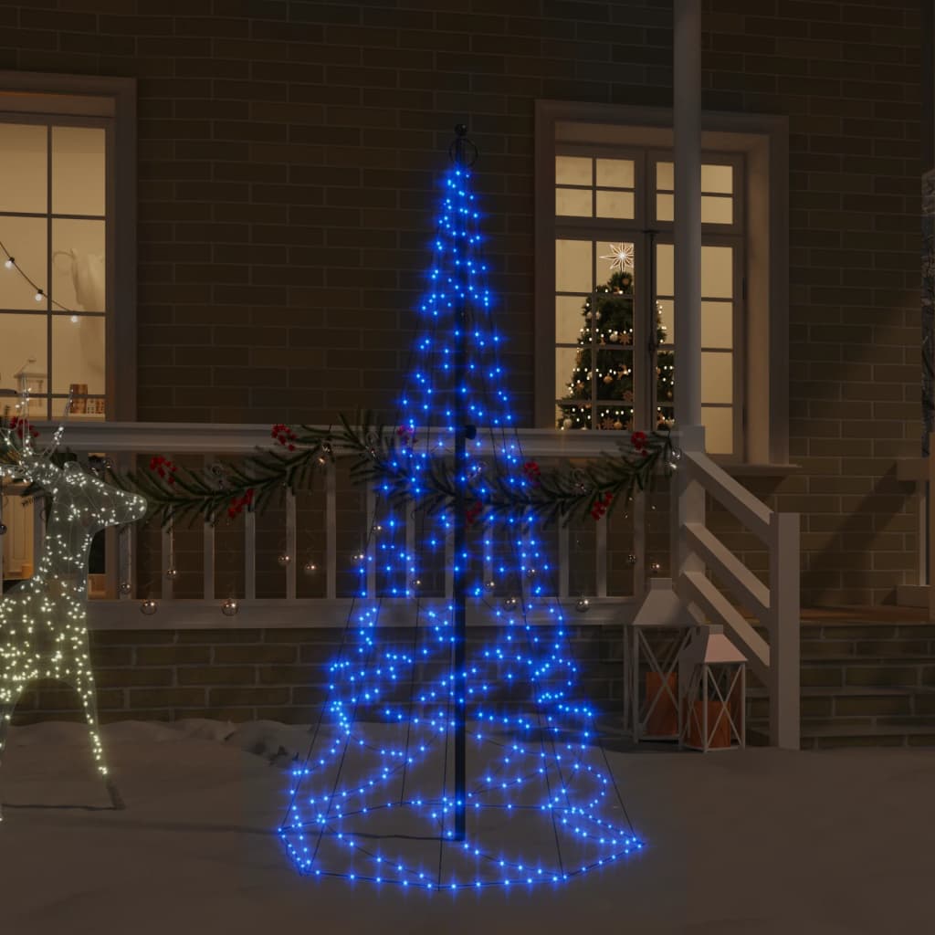 vidaXL Vánoční stromek na stožár 200 modrých LED diod 180 cm