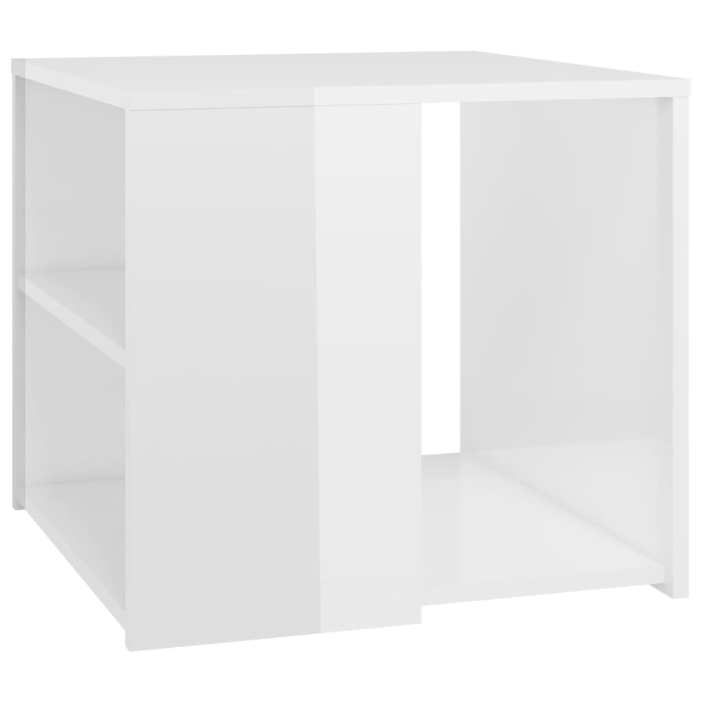 vidaXL Odkládací stolek bílý s vysokým leskem 50x50x45 cm dřevotříska
