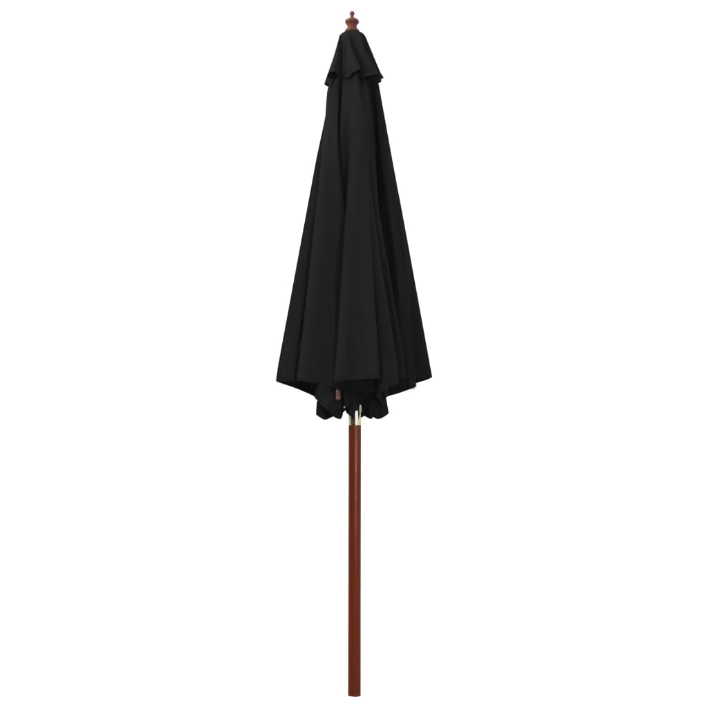 vidaXL Slunečník s dřevěnou tyčí 300 x 258 cm černý