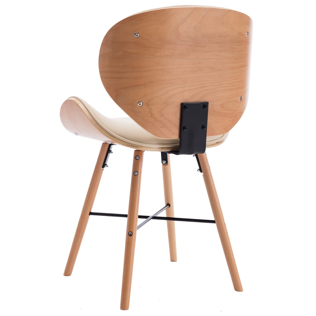 vidaXL Jídelní židle 4 ks krémové umělá kůže a ohýbané dřevo