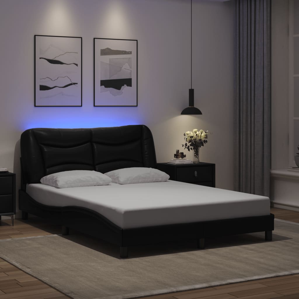 vidaXL Rám postele s LED osvětlením černý 120 x 200 cm umělá kůže
