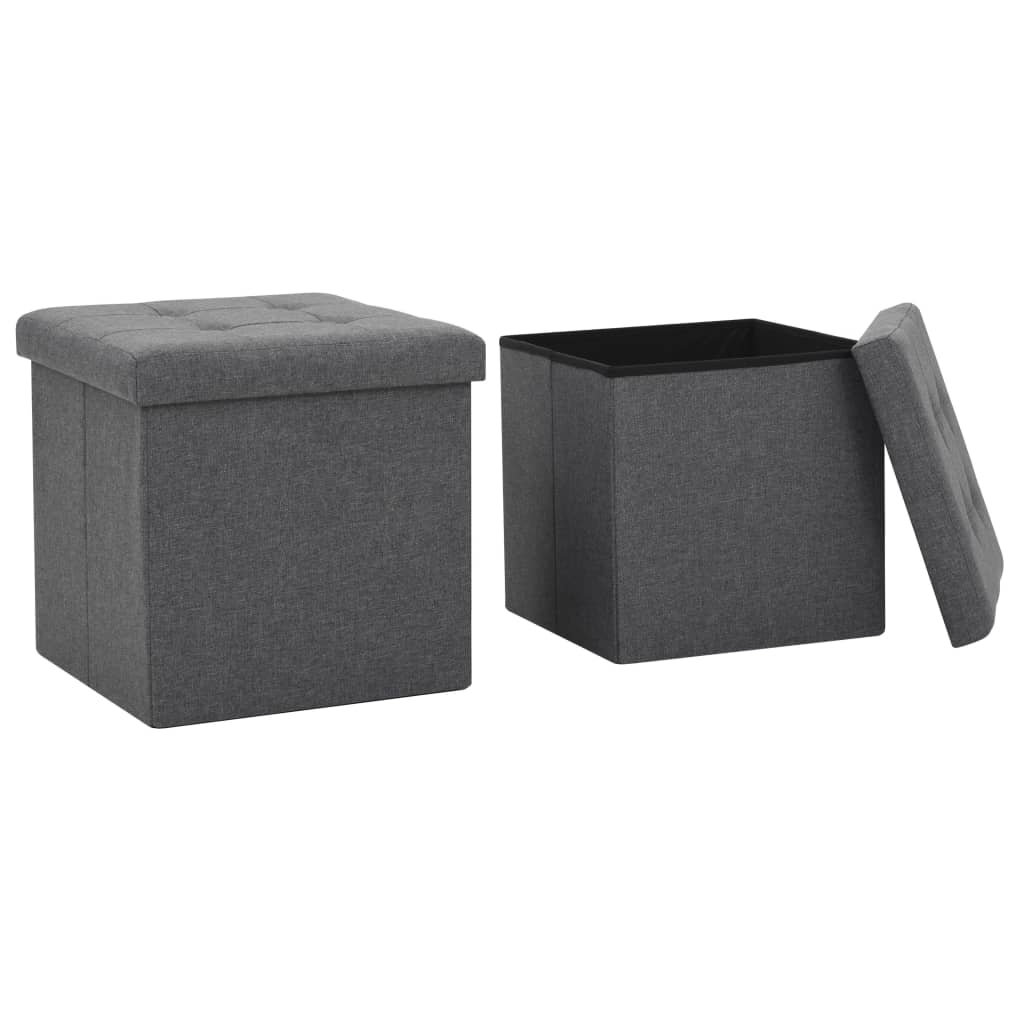 vidaXL Skládací úložné stoličky 2 ks tmavě šedé umělý len