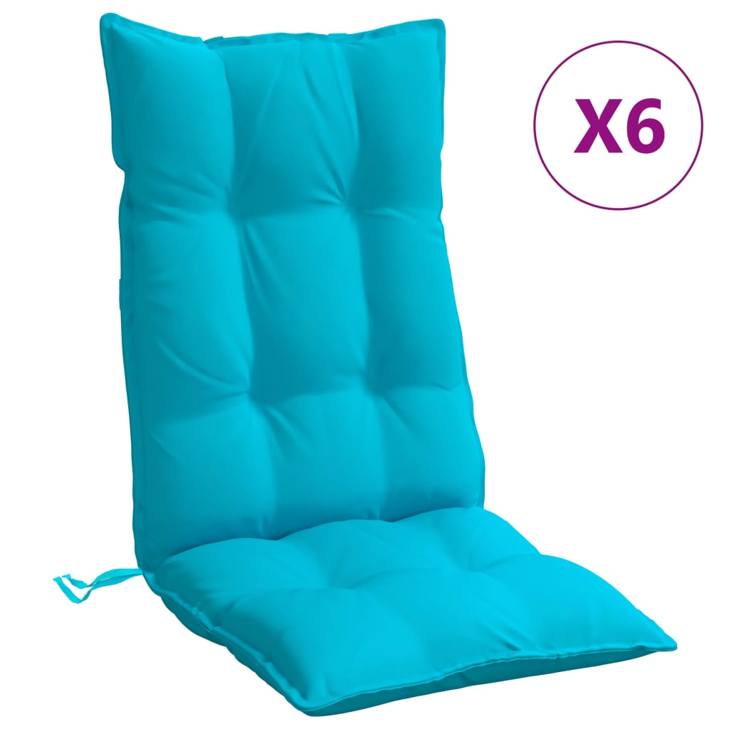 vidaXL Podušky na židli s vysokým opěradlem 6 ks tyrkysové oxford