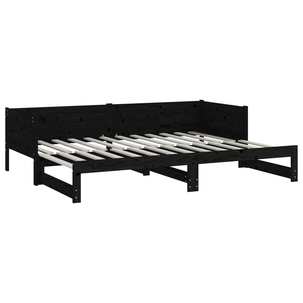 vidaXL Výsuvná postel černá masivní borovice 2x (80 x 200) cm