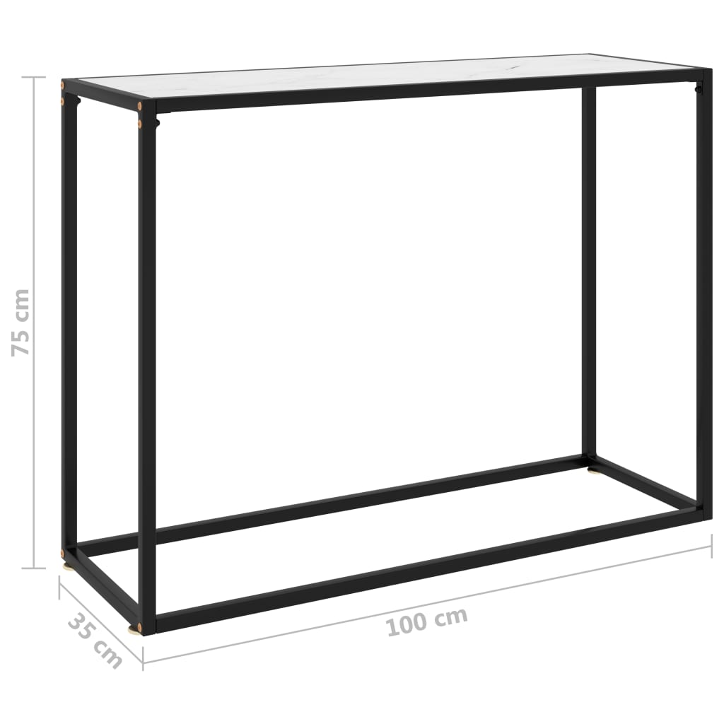 vidaXL Konzolový stolek bílý 100 x 35 x 75 cm tvrzené sklo