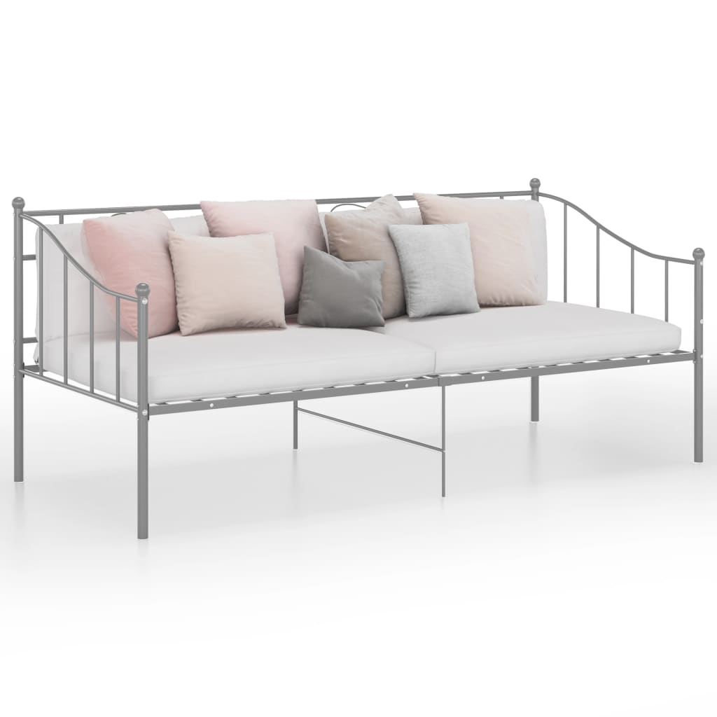 vidaXL Rám postele/pohovky šedý kovový 90 x 200 cm