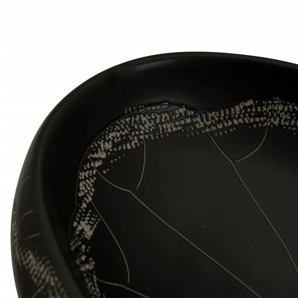 vidaXL Umyvadlo na desku černé oválné 59 x 40 x 15 cm keramika