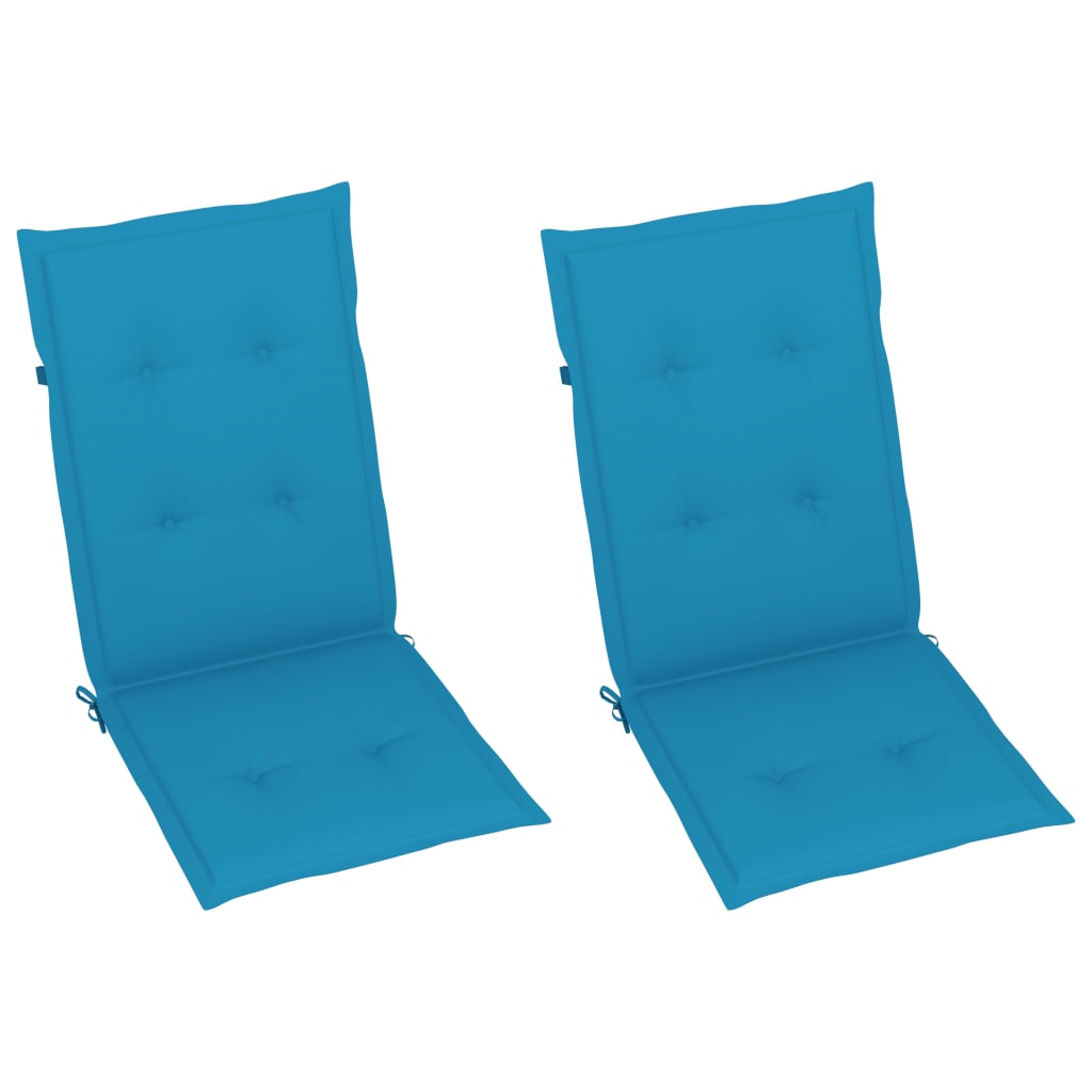 vidaXL Zahradní židle 2 ks s modrými poduškami masivní teak