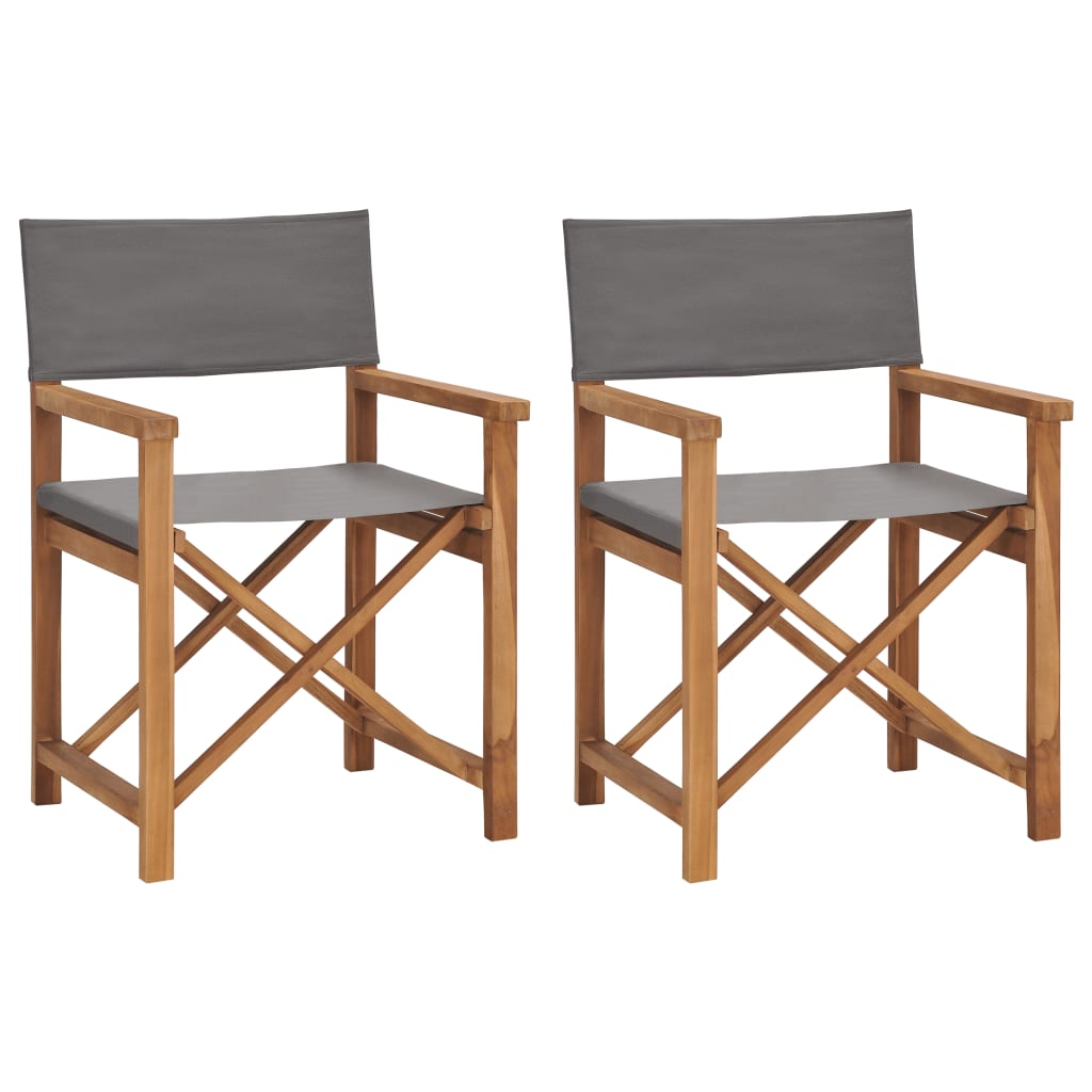 vidaXL Režisérské židle 2 ks masivní teakové dřevo šedé
