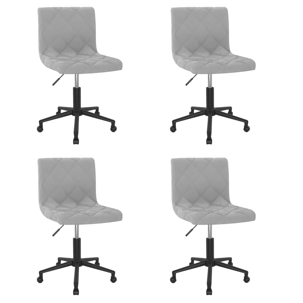vidaXL Otočné jídelní židle 4 ks světle šedé samet
