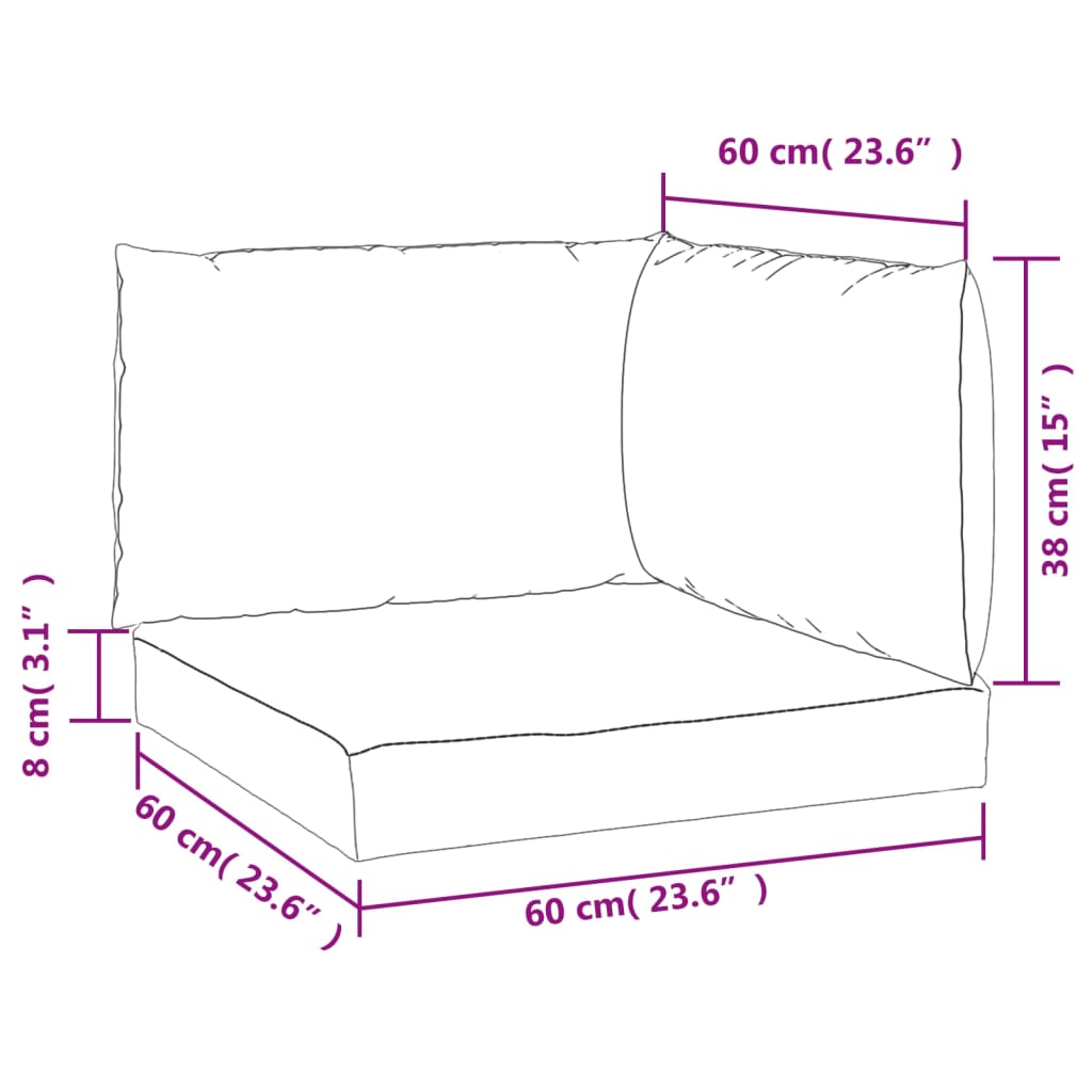 vidaXL Podušky na nábytek z palet 3 ks tyrkysové oxfordská tkanina