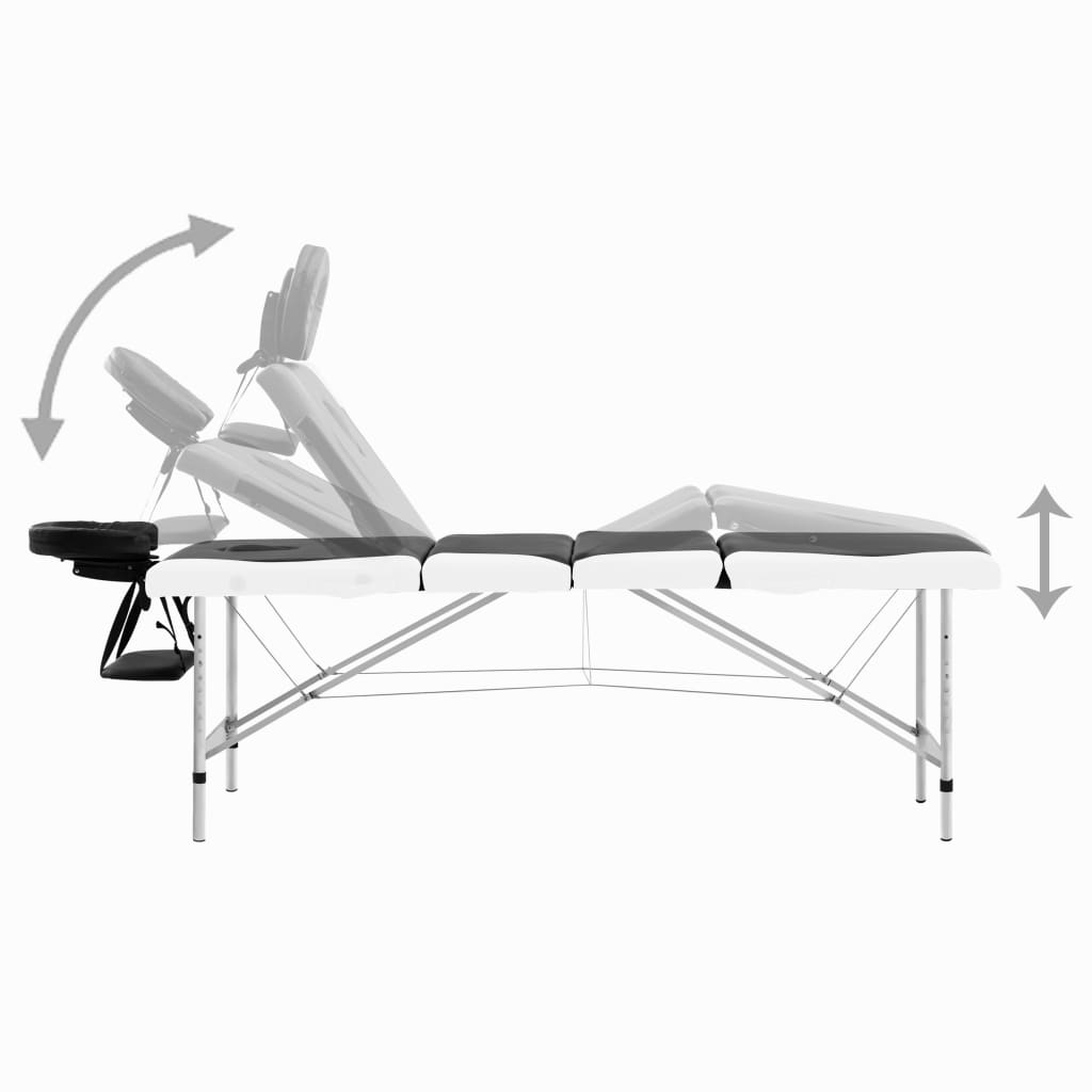 vidaXL Skládací masážní stůl se 4 zónami hliník černý a bílý