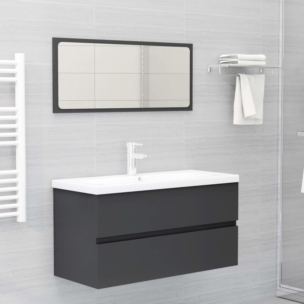 vidaXL 2dílný set koupelnového nábytku šedý kompozitní dřevo