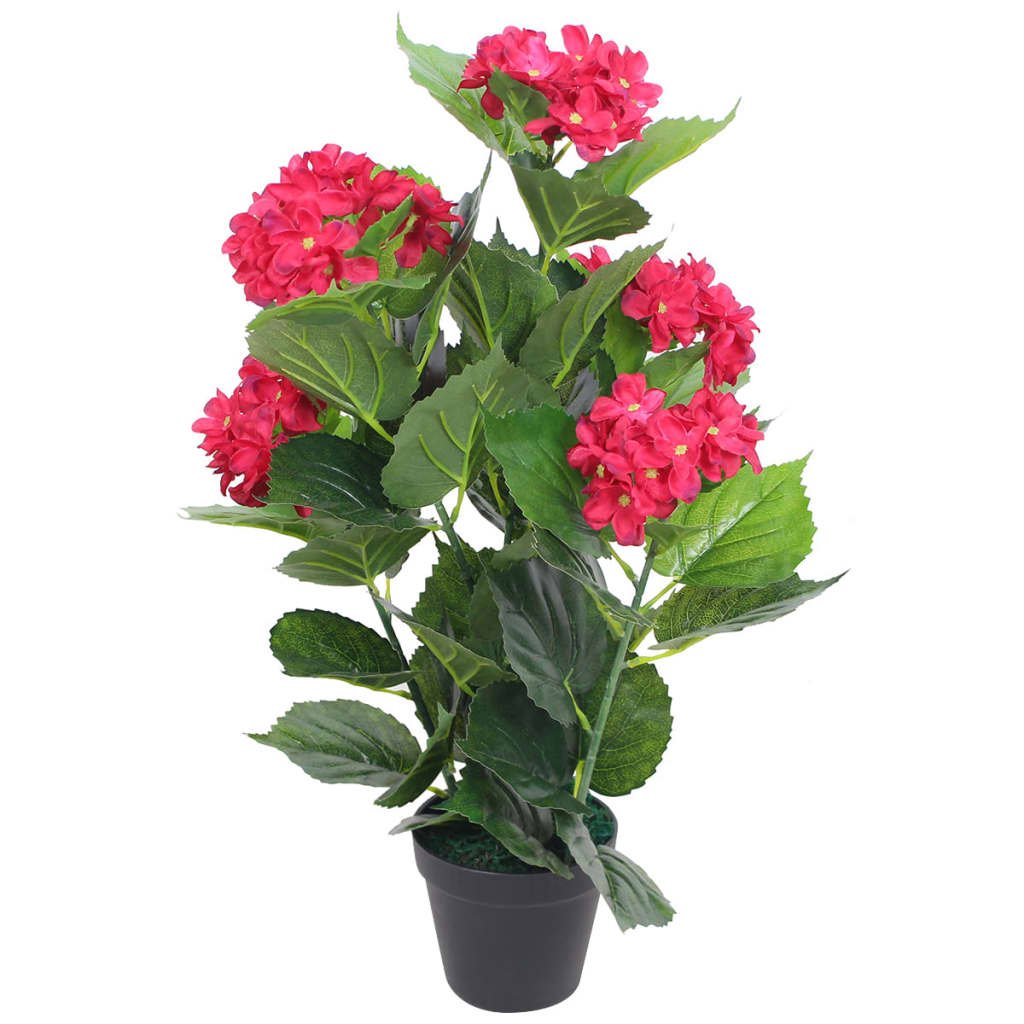 vidaXL Umělá rostlina hortenzie s květináčem 60 cm červená