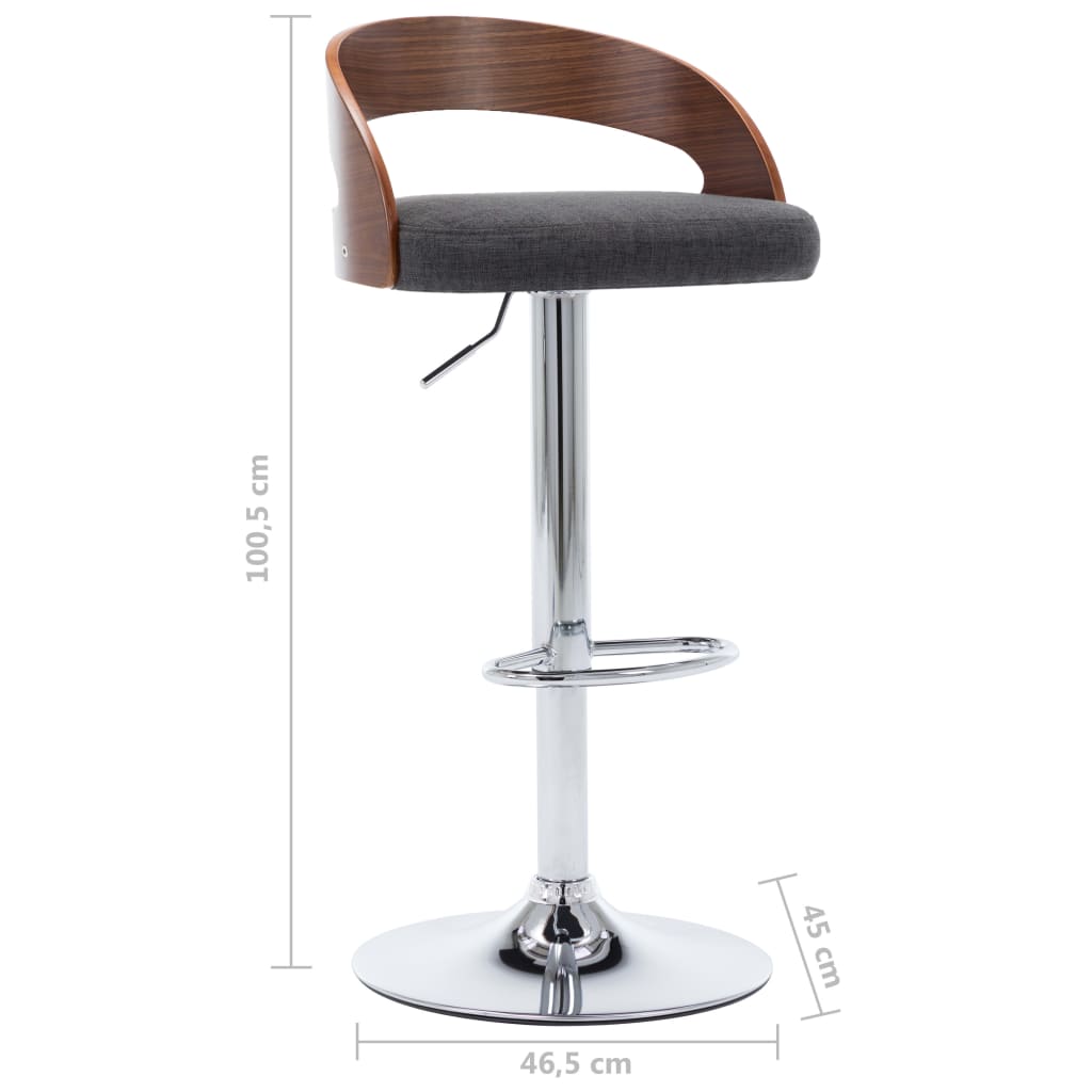 vidaXL Barové židle 2 ks tmavě šedé textil a ohýbané dřevo