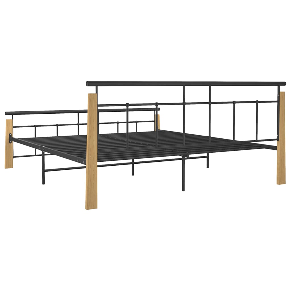 vidaXL Rám postele kov a masivní dubové dřevo 180 x 200 cm