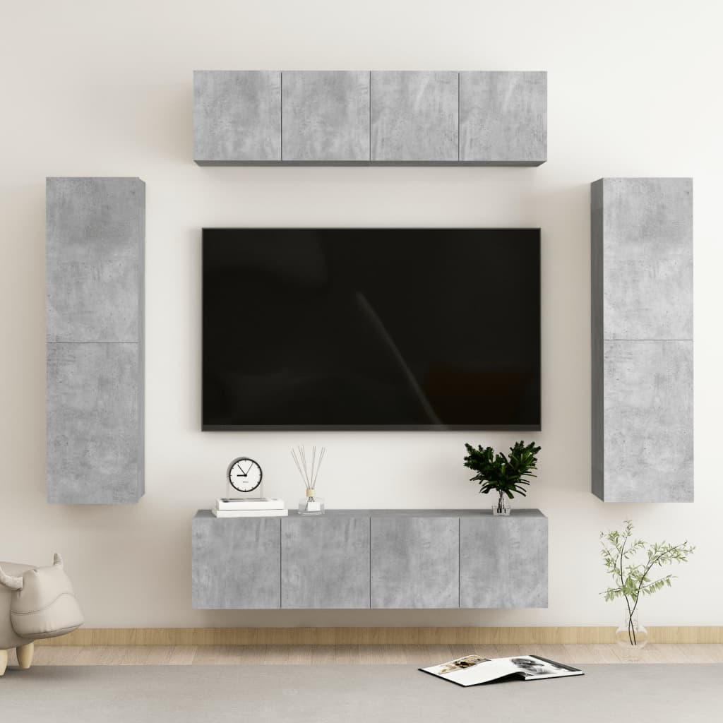 vidaXL 6dílný set TV skříněk betonově šedý kompozitní dřevo