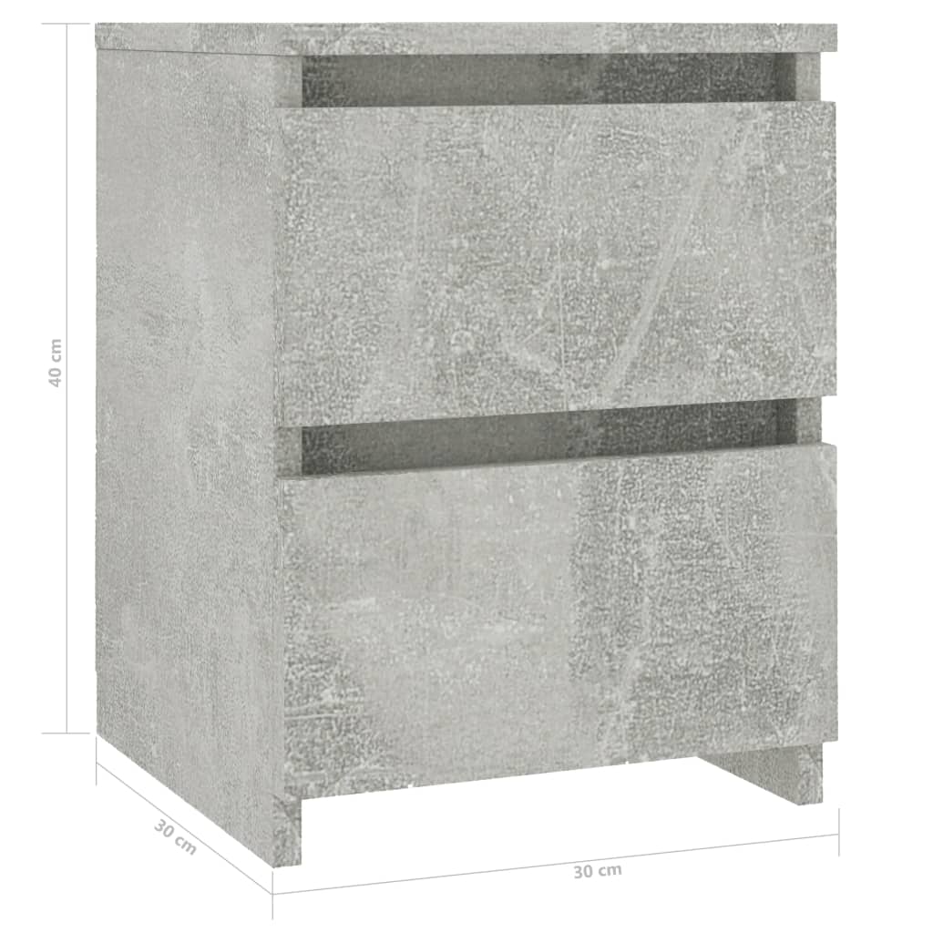 vidaXL Noční stolek betonově šedý 30 x 30 x 40 cm dřevotříska