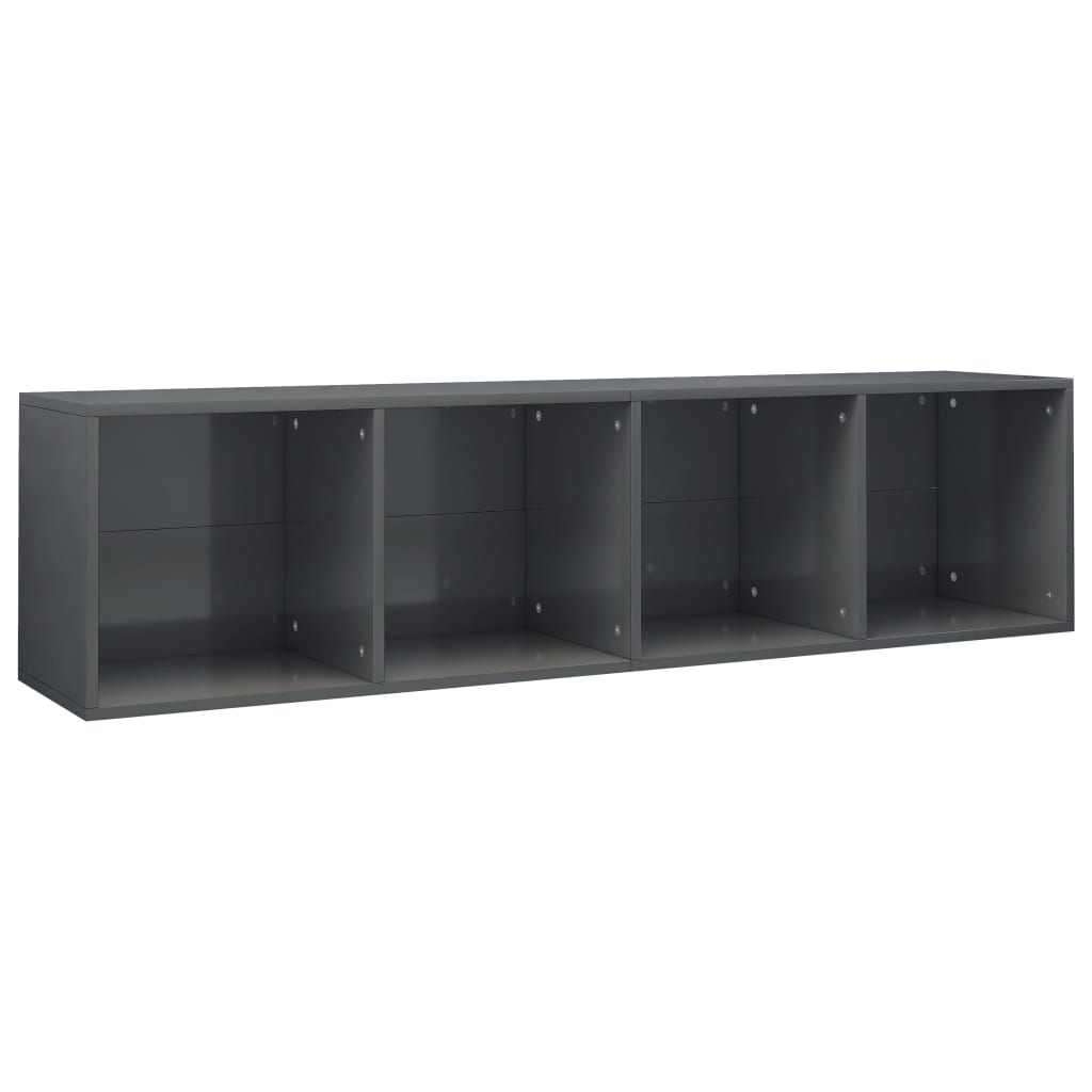 vidaXL Knihovna/TV skříň šedá vysoký lesk 36 x 30 x 143 cm dřevotříska