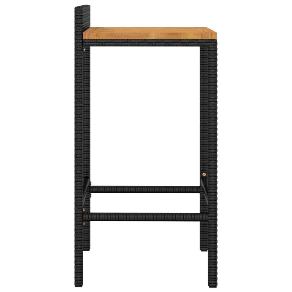vidaXL Barové stoličky 2 ks černé polyratan a masivní akáciové dřevo