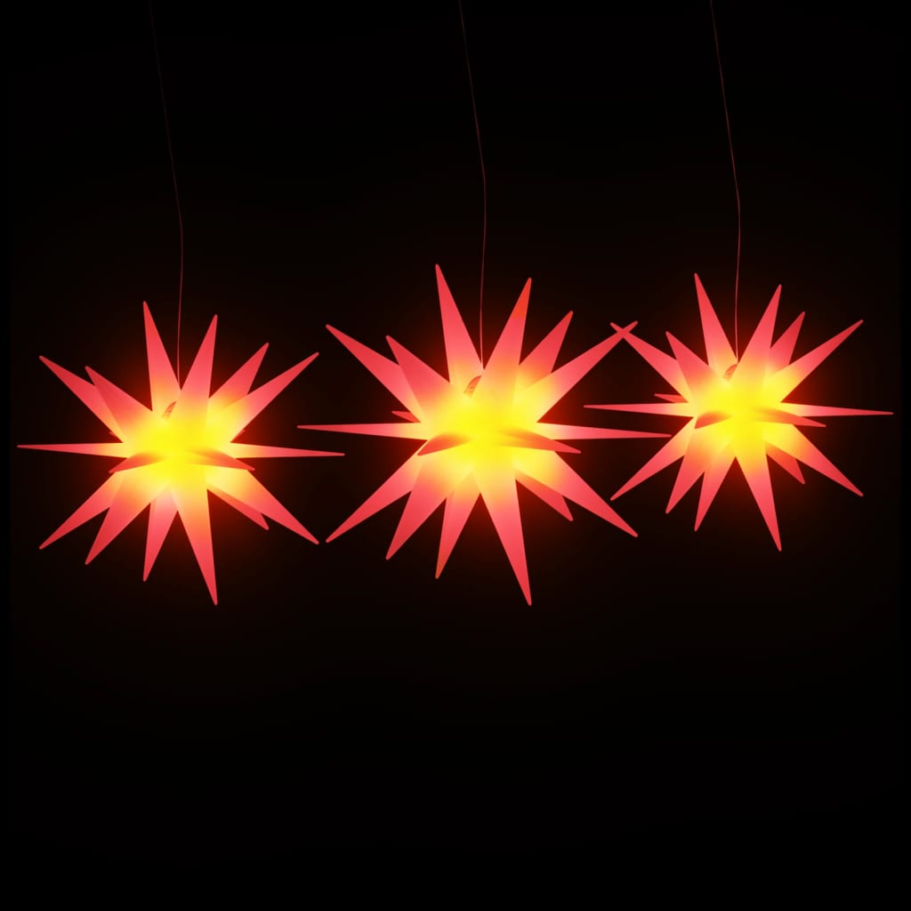 vidaXL Svítící vánoční hvězdy s LED 3 ks skládací červené