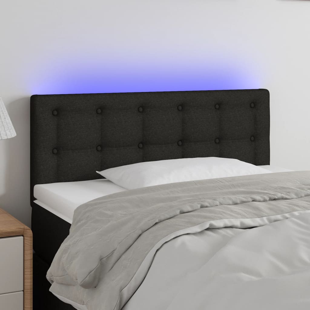 vidaXL Čelo postele s LED černé 90x5x78/88 cm textil