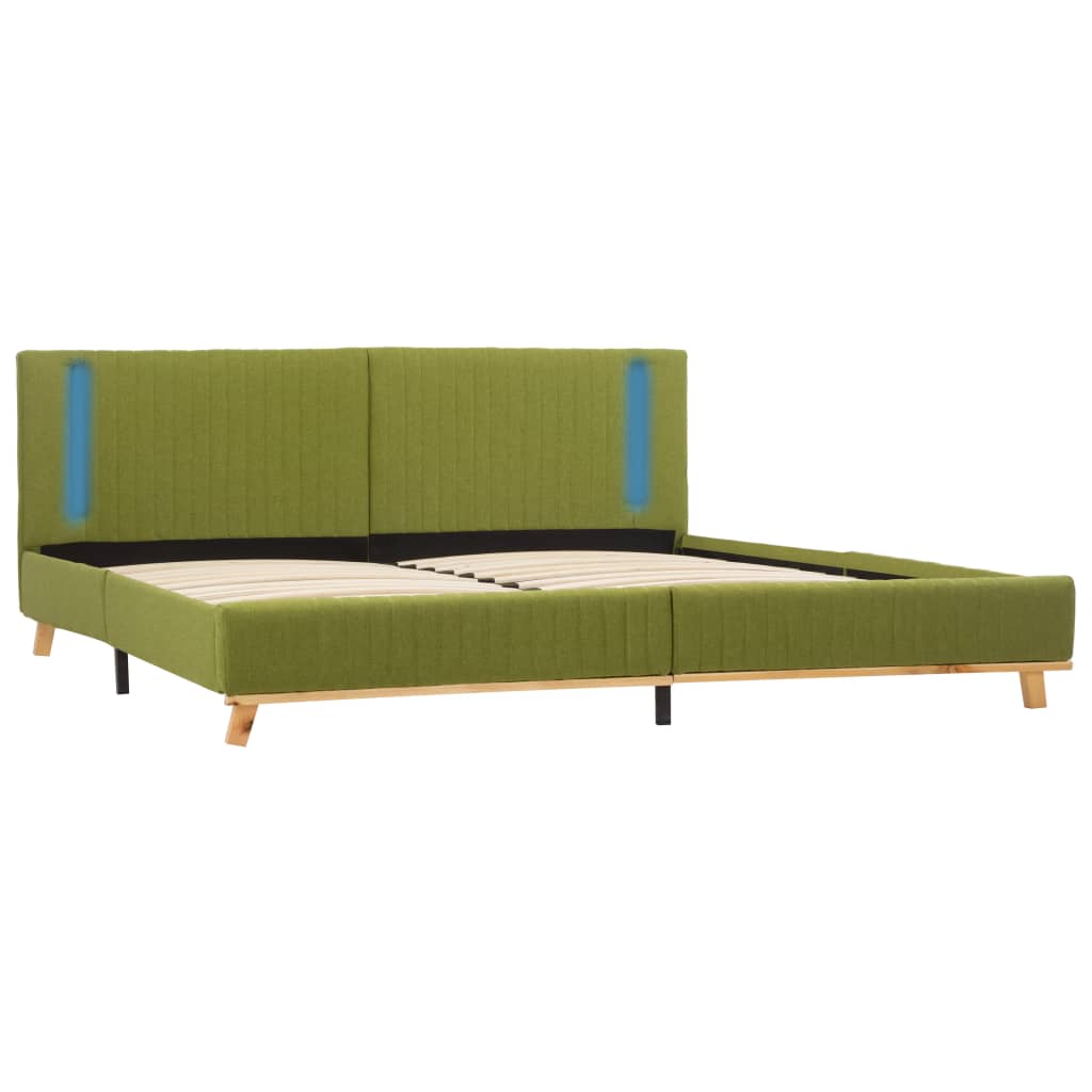 vidaXL Rám postele s LED světlem zelený textil 160 x 200 cm