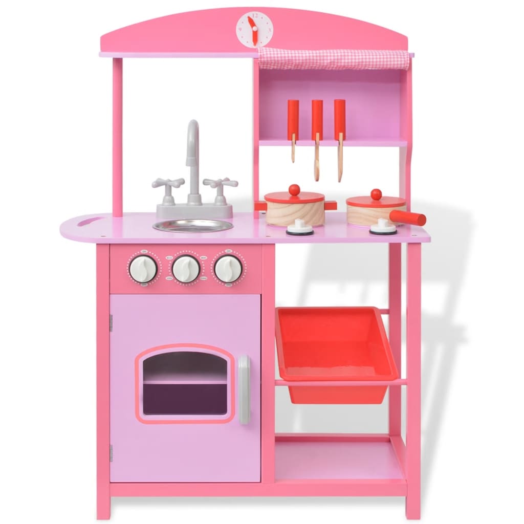 vidaXL Dětská kuchyňka dřevěná 60x27x83 cm růžová