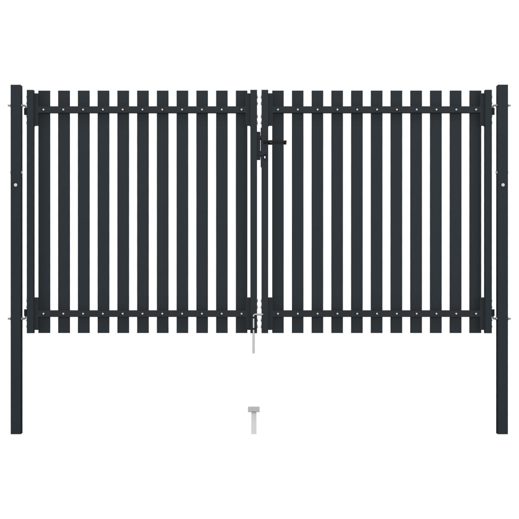 vidaXL Dvoukřídlá plotová branka ocelová 306 x 220 cm antracitová