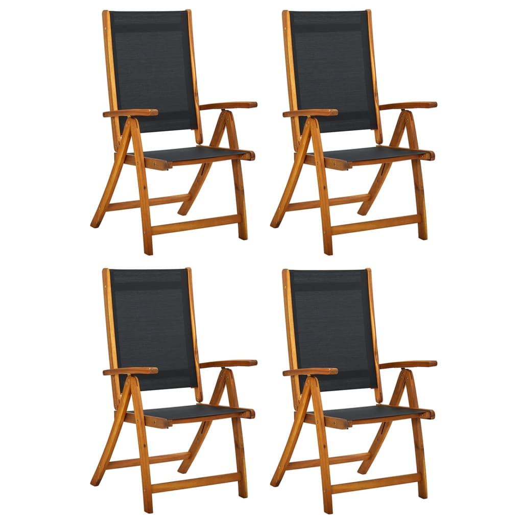 vidaXL Skládací zahradní židle 4 ks masivní akáciové dřevo a textilen