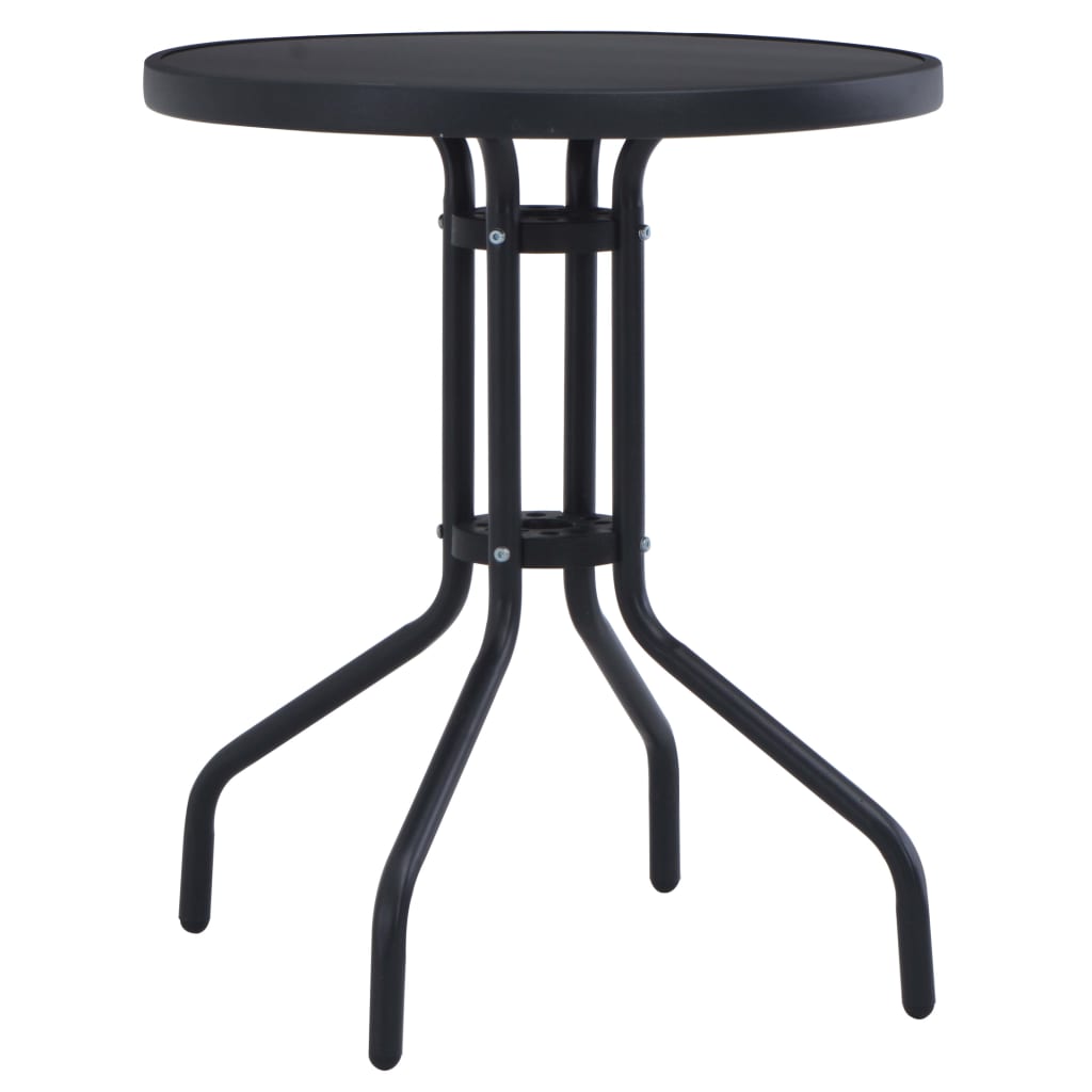 vidaXL Zahradní stolek černý 60 cm ocel a sklo