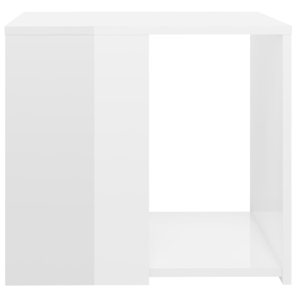 vidaXL Odkládací stolek bílý s vysokým leskem 50x50x45 cm dřevotříska