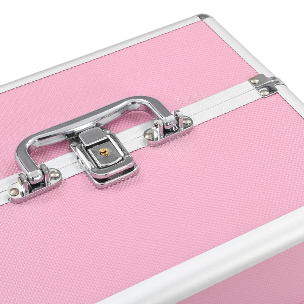 vidaXL Kosmetický kufřík 22 x 30 x 21 cm růžový hliník