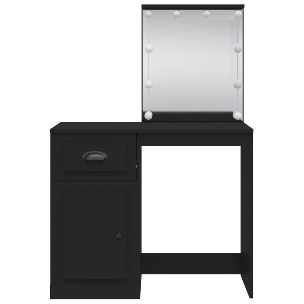 vidaXL Toaletní stolek s LED osvětlením černý 90 x 42 x 132,5 cm
