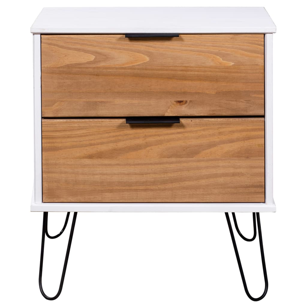 vidaXL Noční stolek světlé dřevo a bílý 45 x 39,5 x 57 cm borovice