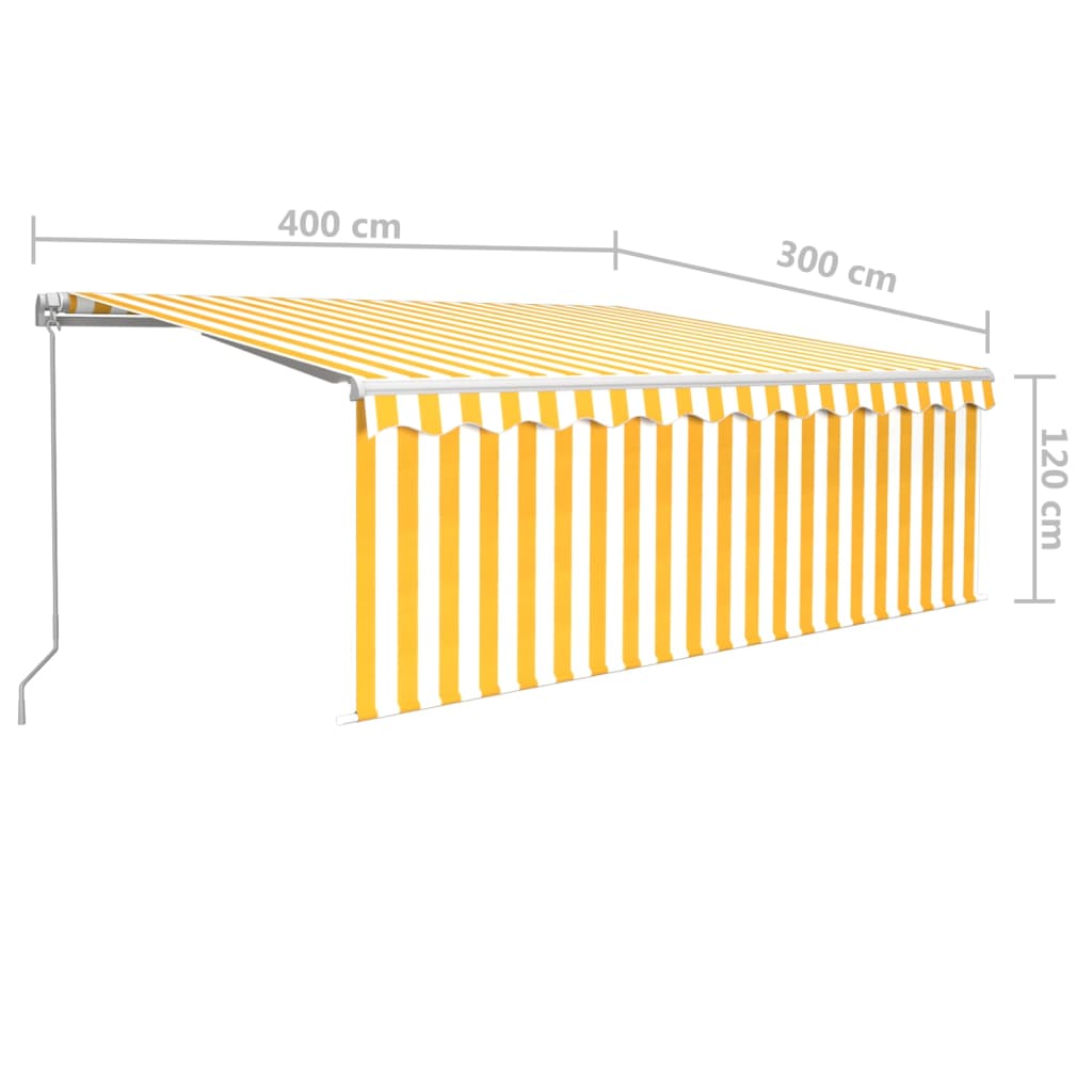 vidaXL Ručně zatahovací markýza s roletou 4 x 3 m žlutobílá