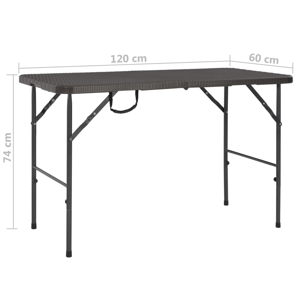 vidaXL Skládací zahradní stůl hnědý 120x60x74 cm HDPE ratanový vzhled
