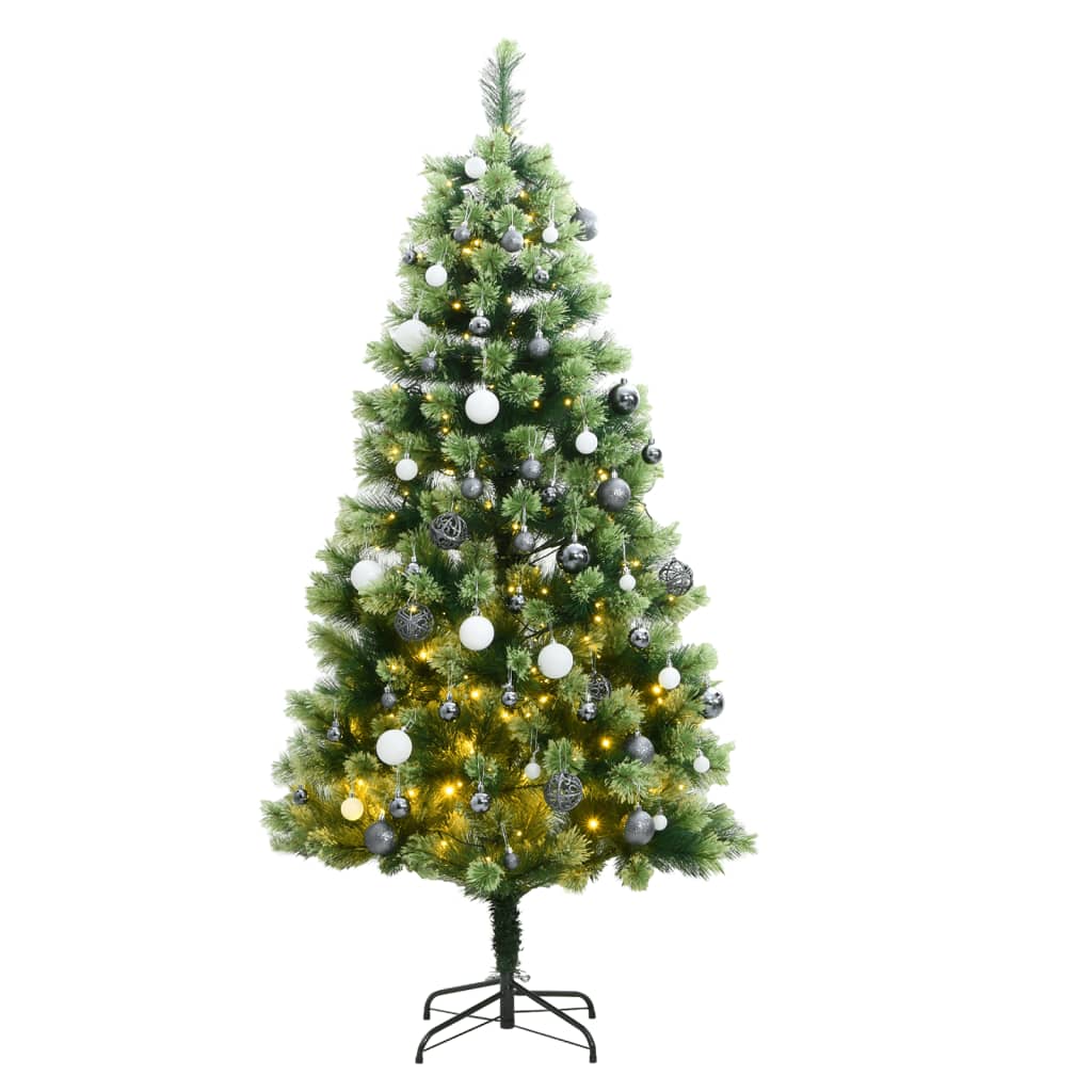 vidaXL Umělý sklápěcí vánoční stromek se 150 LED a koulemi 150 cm