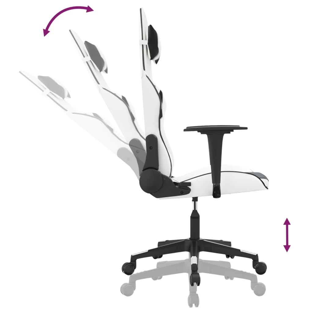 vidaXL Masážní herní židle bílá a černá umělá kůže