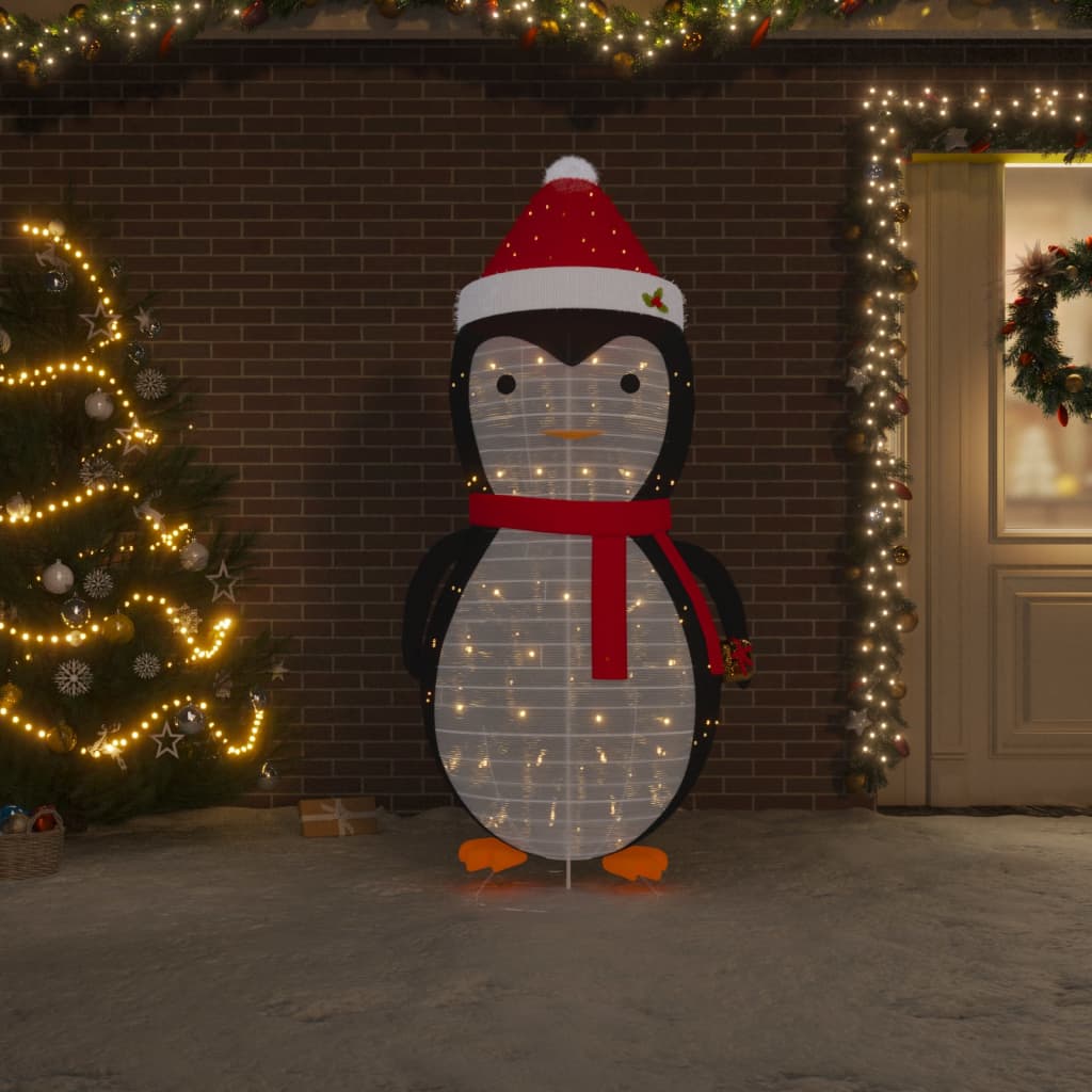 vidaXL Dekorativní vánoční tučňák s LED luxusní tkanina 180 cm