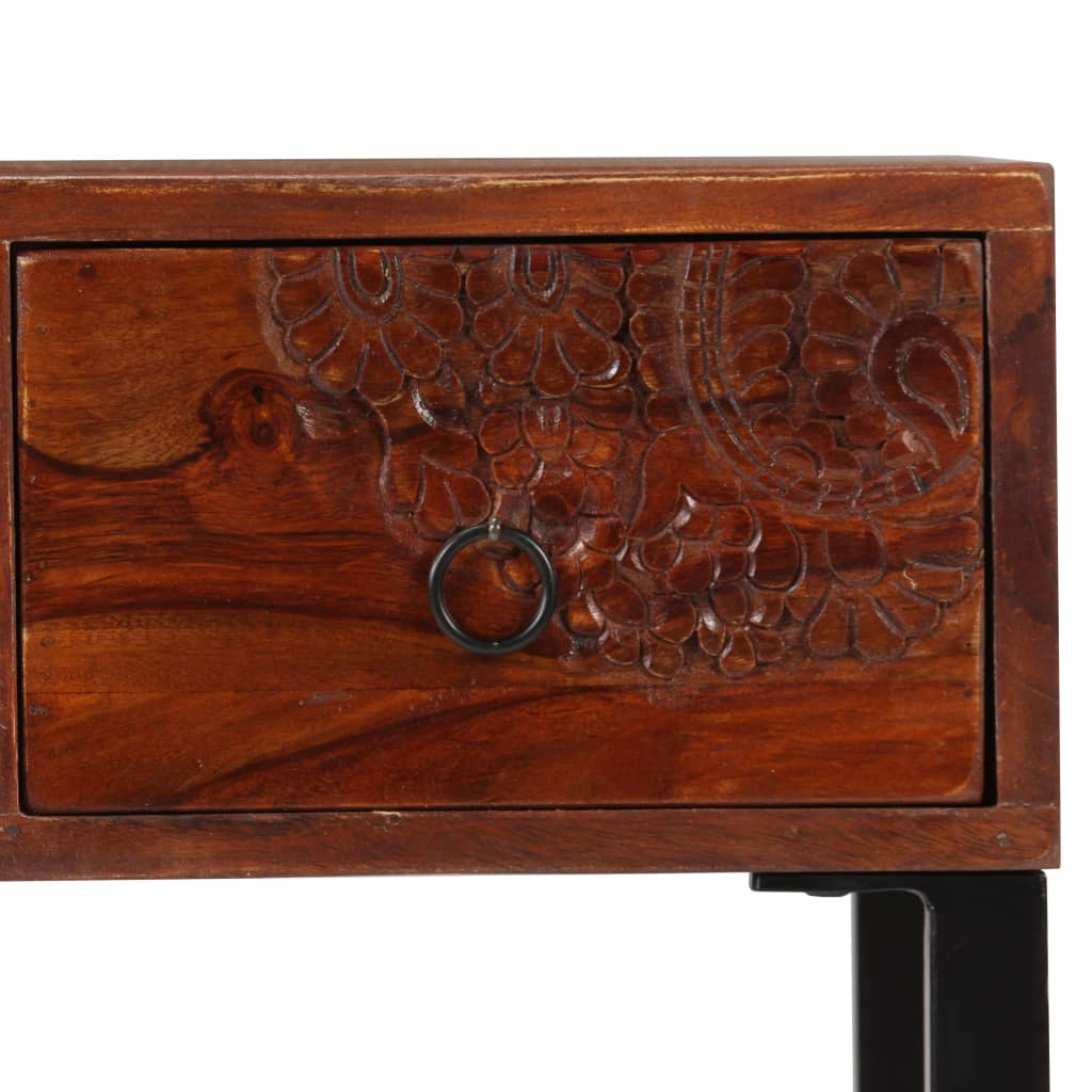 vidaXL Psací stůl masivní sheeshamové dřevo a pravá kůže 117x50x76 cm