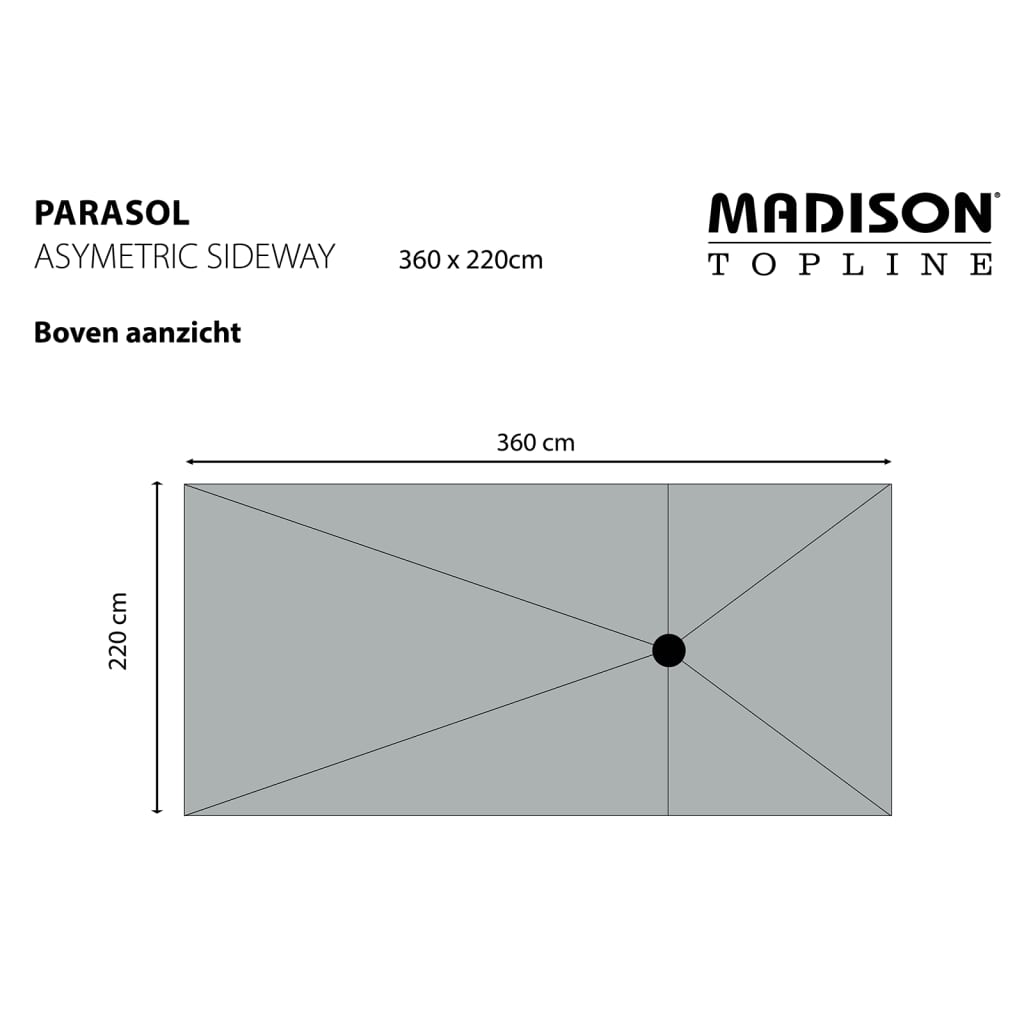 Madison Slunečník Asymmetric Sideway 360 x 220 cm, šedý PC15P014