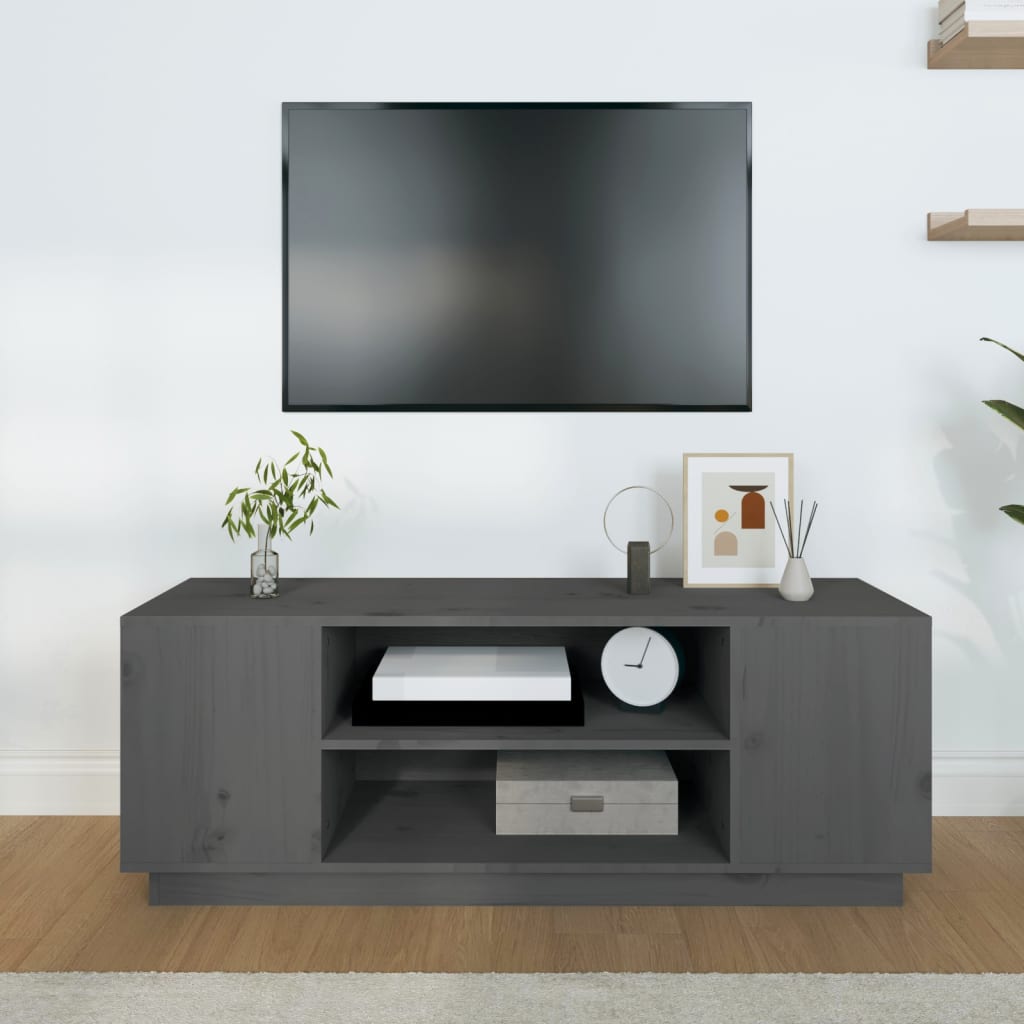 vidaXL TV skříňka šedá 110x35x40,5 cm masivní borové dřevo