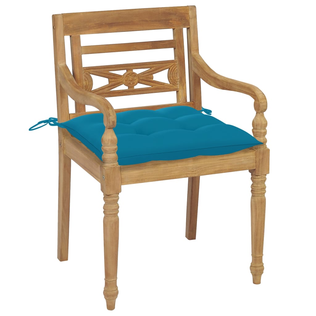 vidaXL Židle Batavia s poduškami 6 ks masivní teakové dřevo