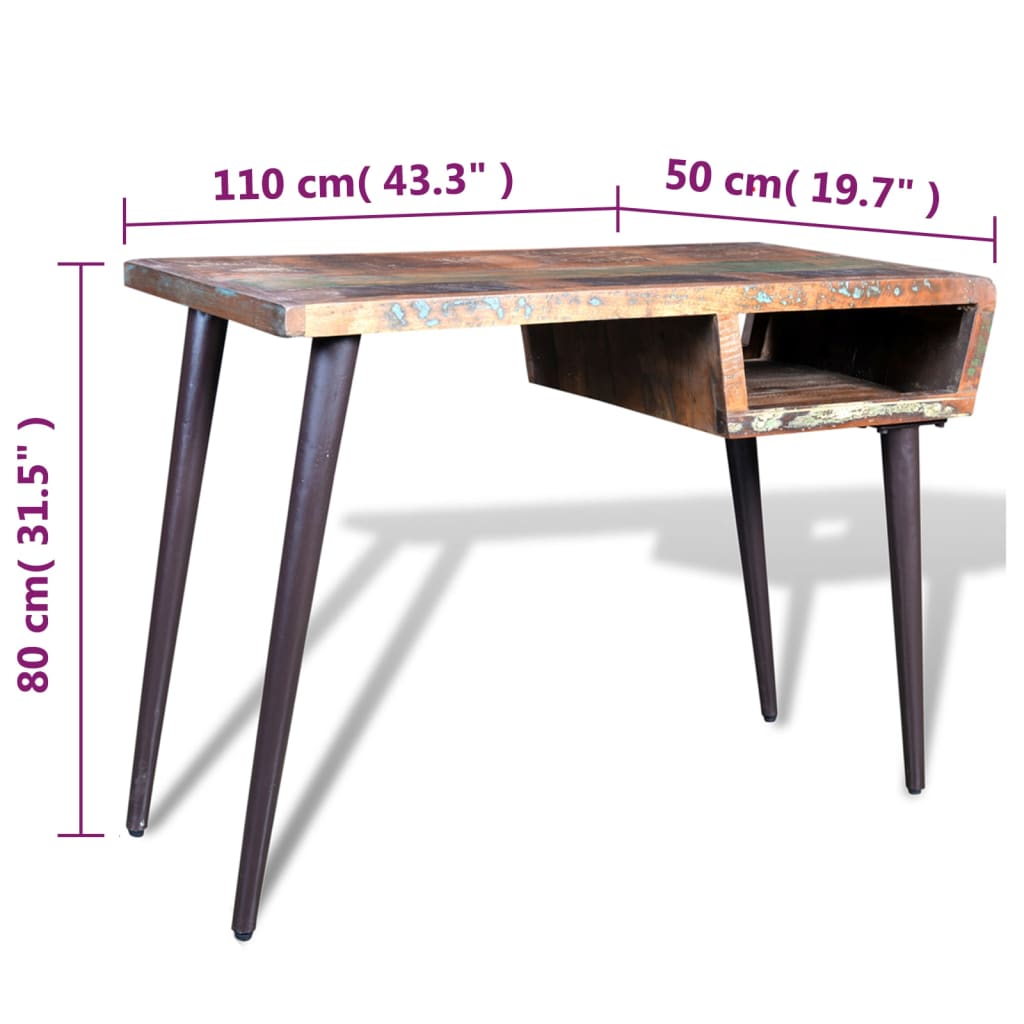 vidaXL Psací stůl s železnými nohami recyklované dřevo