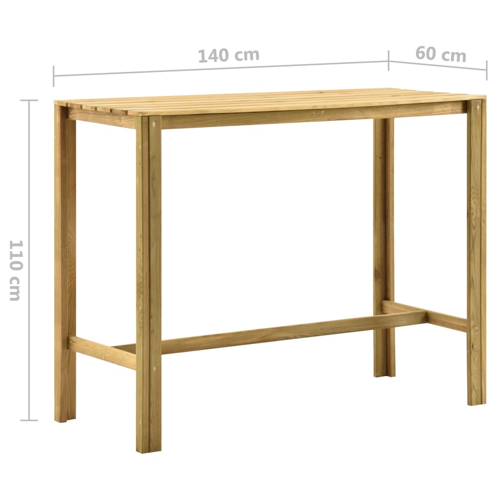 vidaXL Zahradní barový stůl 140 x 60 x 110 cm impregnovaná borovice