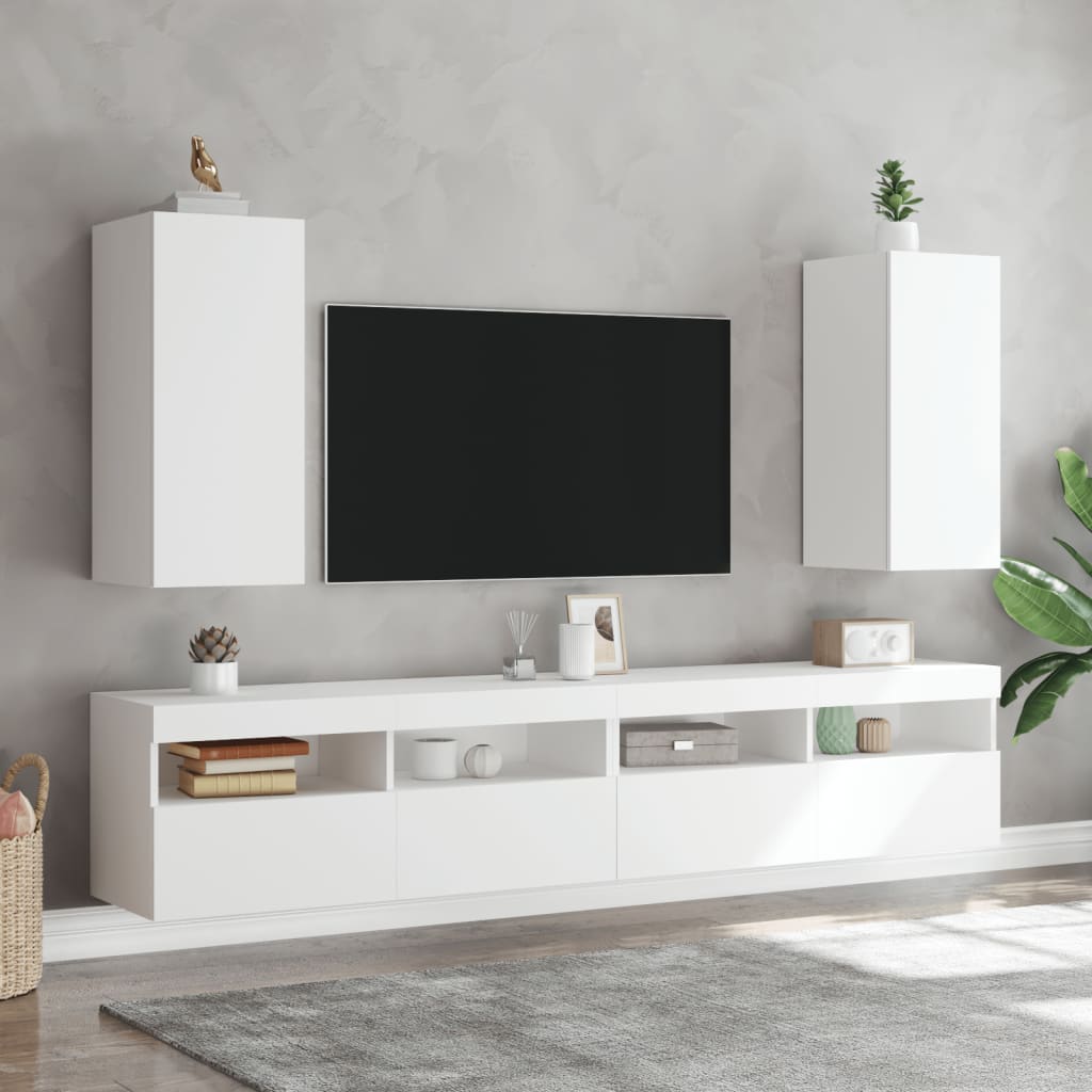vidaXL Nástěnná TV skříňka s LED osvětlením bílá 30,5 x 35 x 70 cm